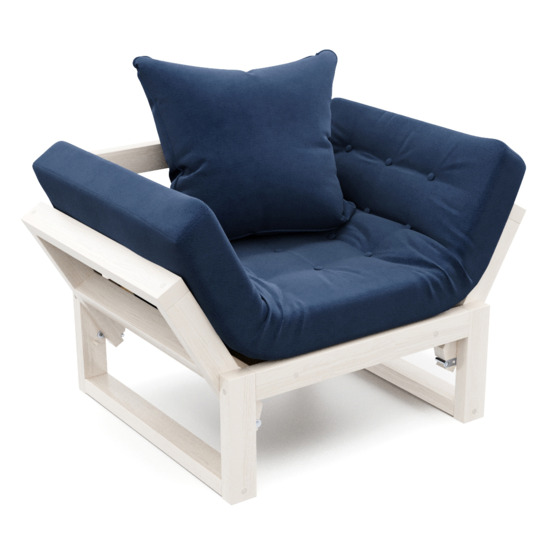 Кресло Рэмо беленый дуб, синее - фото 1