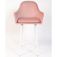 Фотография товара Кресло Сета, барные ножки, пудровый, белый, велюр от компании ChiedoCover.