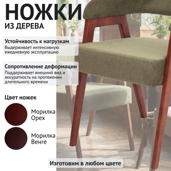 Стул Рикко, велюр Шарли 6, ножки бук морилка старинный орех - фото 4