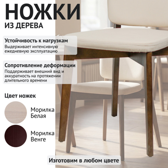 Стул Сафир, велюр Велутто-04 светло-бежевый, старинный орех Стул Сафир, велюр Велутто-04 светло-бежевый, старинный орех - фото 4