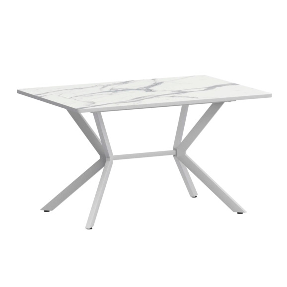 Стол нераздвижной Сири 1200, Р20, мрамор белый, белый муар - фото 1