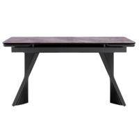 Фотография товара Стеклянный стол Вейв 140(200)х80 кристл серый мрамор / черный от компании ChiedoCover.