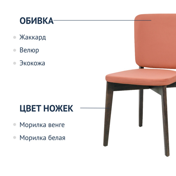 Стул Safir, велюр velutto 55/спинка и кант трусарди 37/1, морилка венге - фото 2