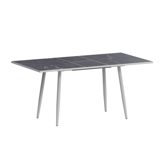 Стол раздвижной Бетти 1100+300 даркстоун, белый муар Стол раздвижной Бетти 1100+300 даркстоун, белый муар - фото 1