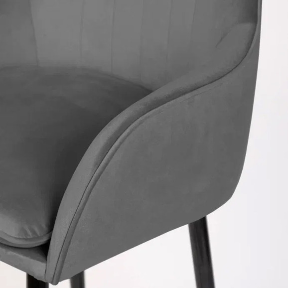 Кресло Сета, барные ножки, серый, черный, велюр - фото 11