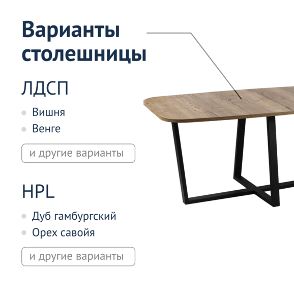 Стол Лофт 76, столешница ЛДСП Дуб Галифакс табак 1600х800 - фото 2