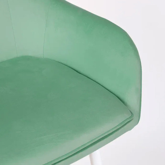 Кресло Сета, барные ножки, светло-зеленый, белый, велюр - фото 10