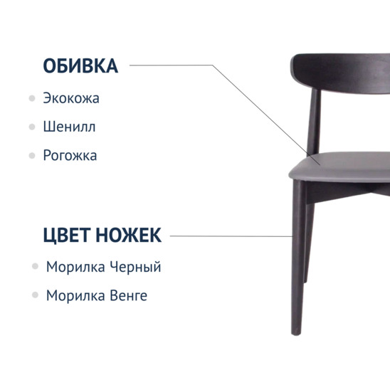 Стул Роквелл подушка экокожа Art Vision150, ножки бук морилка черная - фото 6