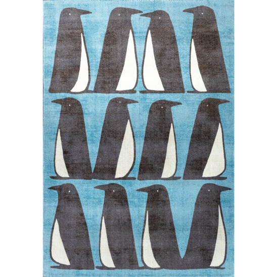 Индийский ковёр шерстяной Mr Penguin, Pedro Marine, голубой - фото 1