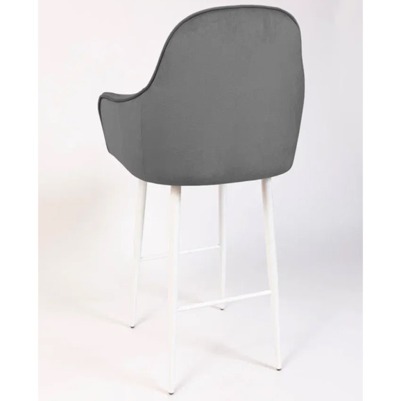 Кресло Сета, барные ножки, серый, белый, велюр - фото 5