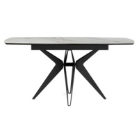 Фотография Керамический стол Риполь 160(205)х89 белый с прожилками gilt white / черный Фотография товара Керамический стол Риполь 160(205)х89 белый с прожилками gilt white / черный от компании ChiedoCover.