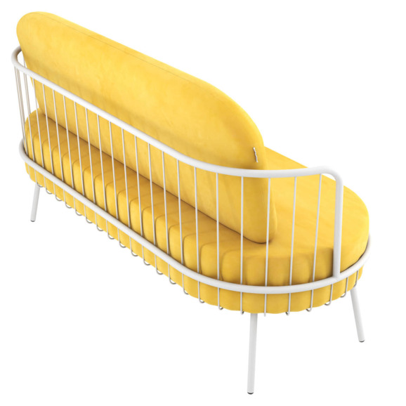 Диван Rose, желтый, белый муар - фото 2