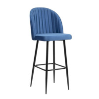 Настоящее фото товара Барный стул Тони, велюр синий, металл черный, произведённого компанией ChiedoCover