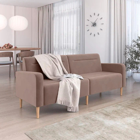 Диван Папилла, велюр, 202 см, светло-коричневый Диван Папилла, велюр, 202 см, светло-коричневый - фото 5