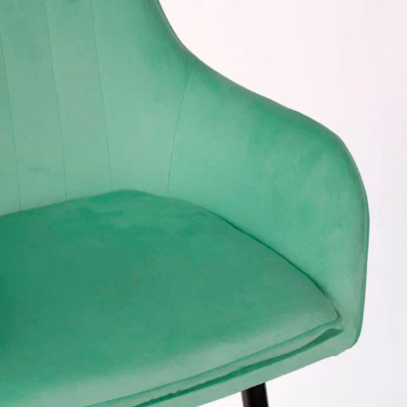 Кресло Сета, барные ножки, светло-зеленый, черный, велюр - фото 9