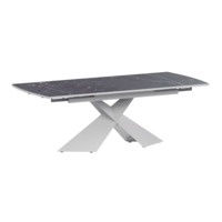 Настоящее фото товара Стол раздвижной Моден 1400х800+300, даркстоун, белый муар, произведённого компанией ChiedoCover