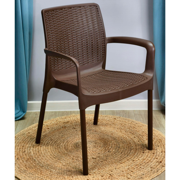 Плетеный стул Мамелон, коричневый, черный муар, цинк - фото 3