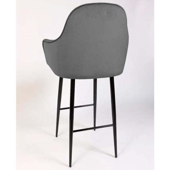 Кресло Сета, барные ножки, серый, черный, велюр - фото 5