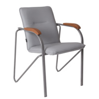 Настоящее фото товара Стул Самба, кожзам Наппа 990, каркас серебро, подлокотники бук под лак, произведённого компанией ChiedoCover