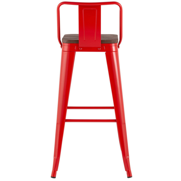 Стул барный TOLIX, со спинкой красный глянцевый, темное дерево KD - фото 4