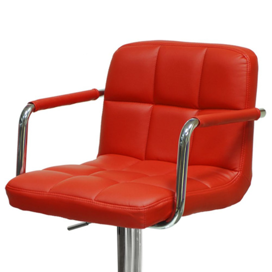 Барный стул Эдирне, черный пластик, красная кожа - фото 2