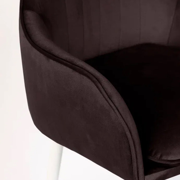 Кресло Сета, барные ножки, коричневый, белый, велюр - фото 9
