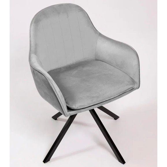 Кресло Сета, пирамида, поворотное основание, светло-серый, черный, велюр - фото 5