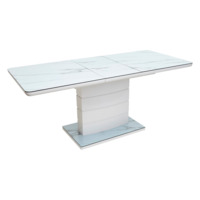 Стол Alta 120, серо-белый мрамор/ белый глазурованное стекло