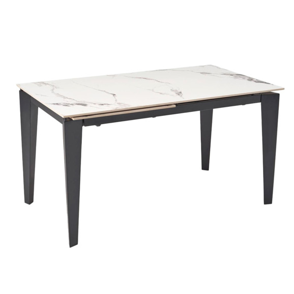 Стол обеденный Elixir, раскладной, белый мрамор, черный - фото 1