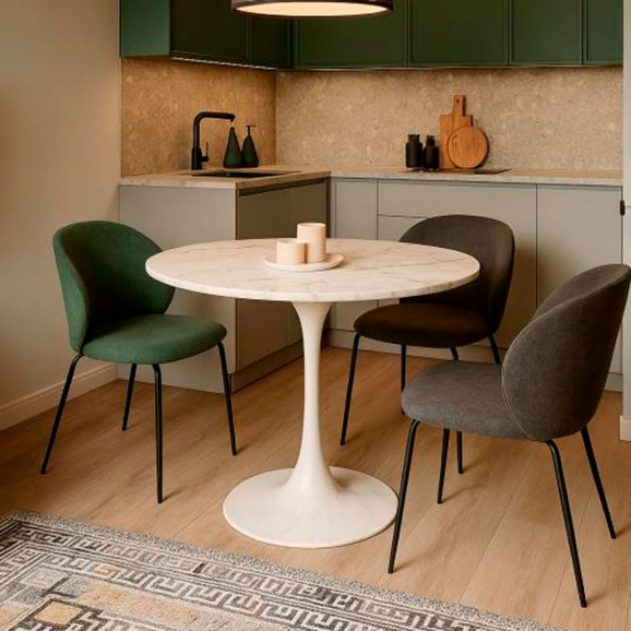 Тулип 90х73 мрамор белый / белый Тулип 90х73 мрамор белый / белый - фото 6