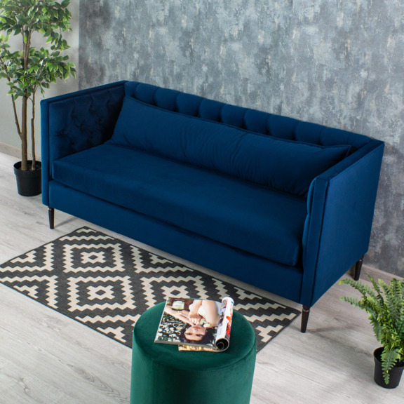 Фотография в интерьере товара Диван 31, синий велюр от компании ChiedoCover.