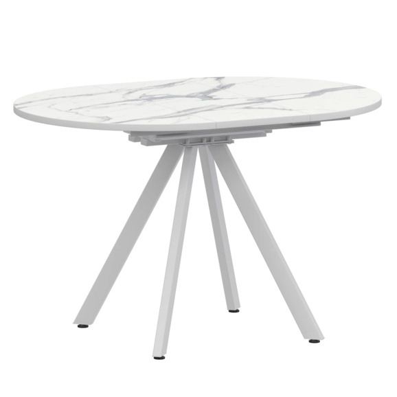 Стол раздвижной Лаки мини 900+300мм, лавант, белый муар - фото 1