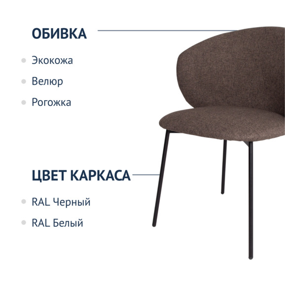 Стул Drezden, рогожка Jazz 05 brown, ножки металл, Ral 9005 - фото 2